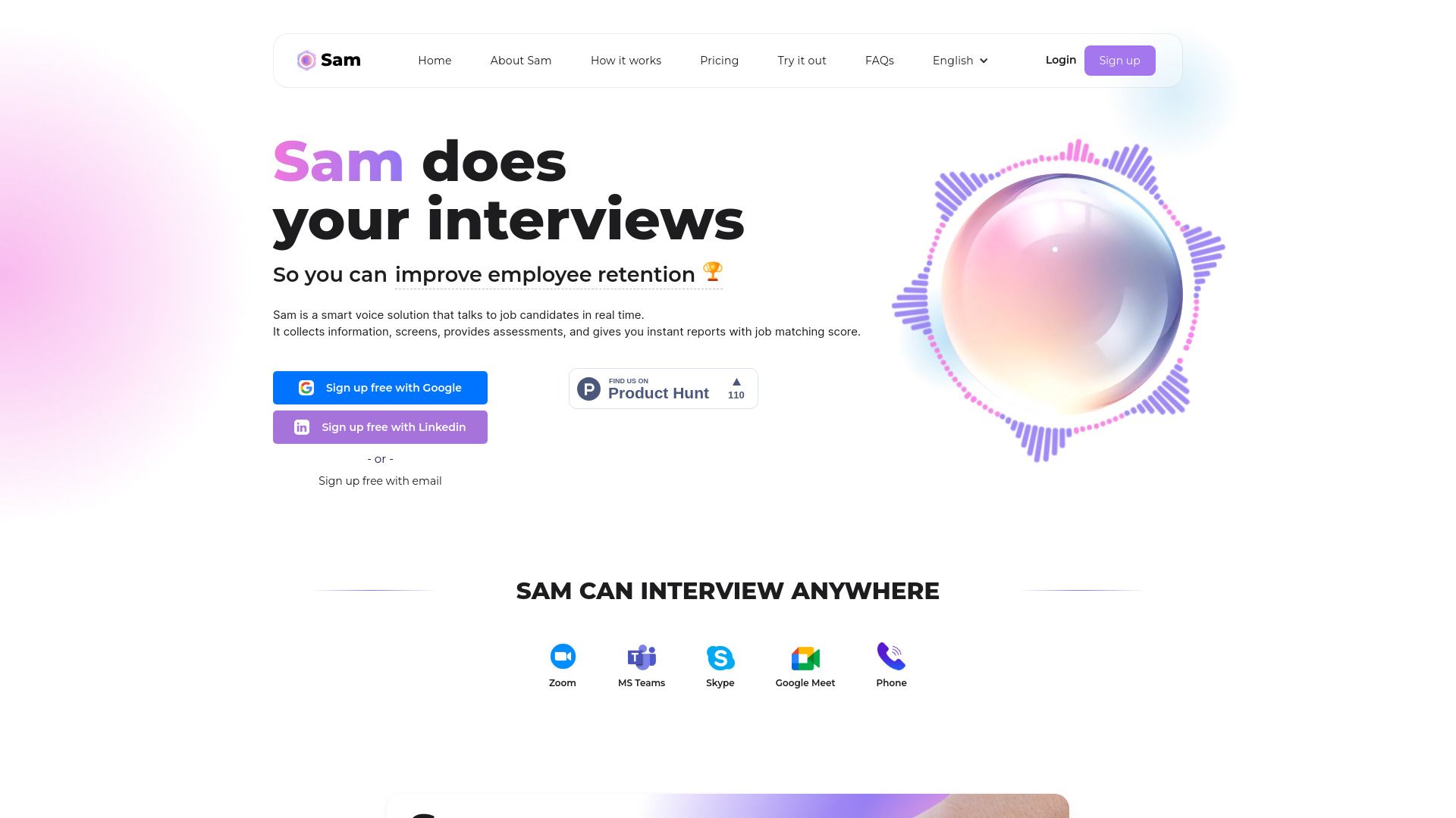 Sam AI Voice Interviewer image