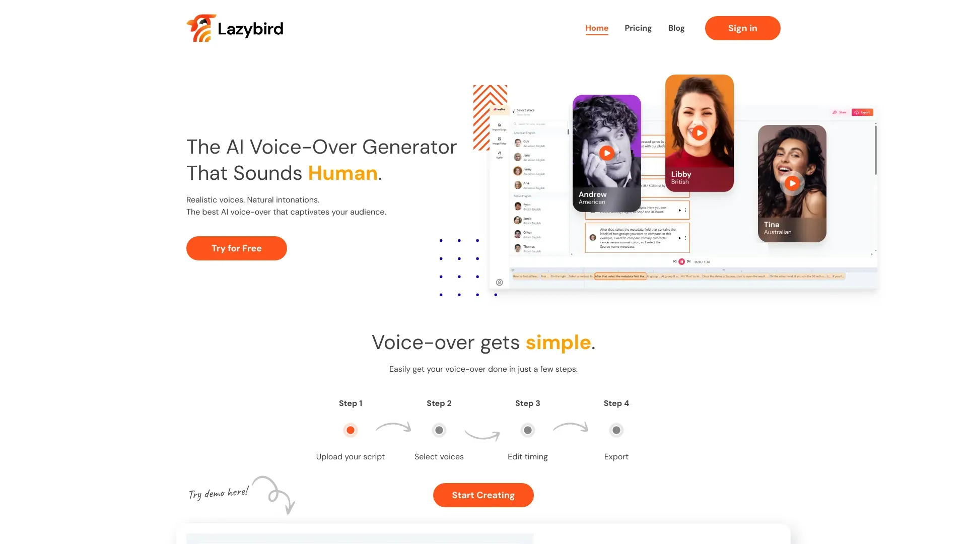 LazyBird | AI Voice Over Studio image
