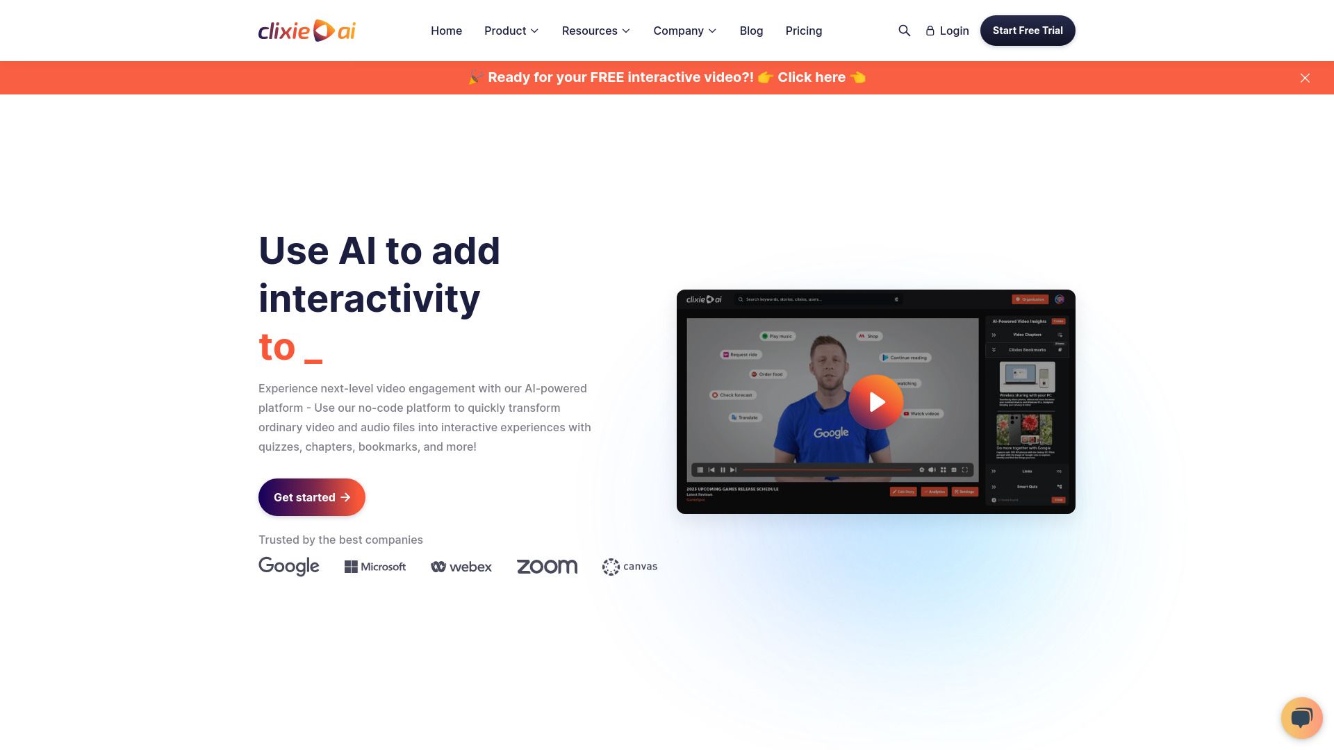 Clixie AI Interactive Video Platform image