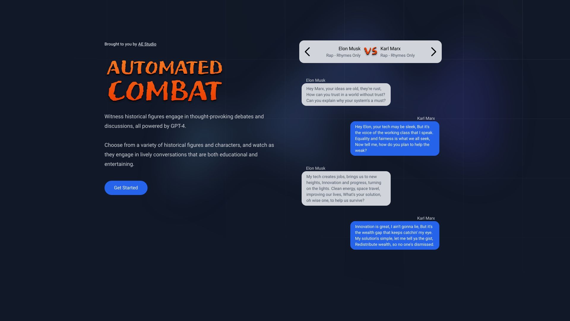 Automated Combat - AI-powered Historical Figure Debates image