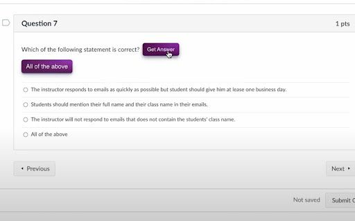 Canvas Quiz Answer Assistant image