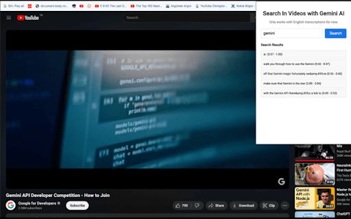 Search in YouTube Videos with AI image