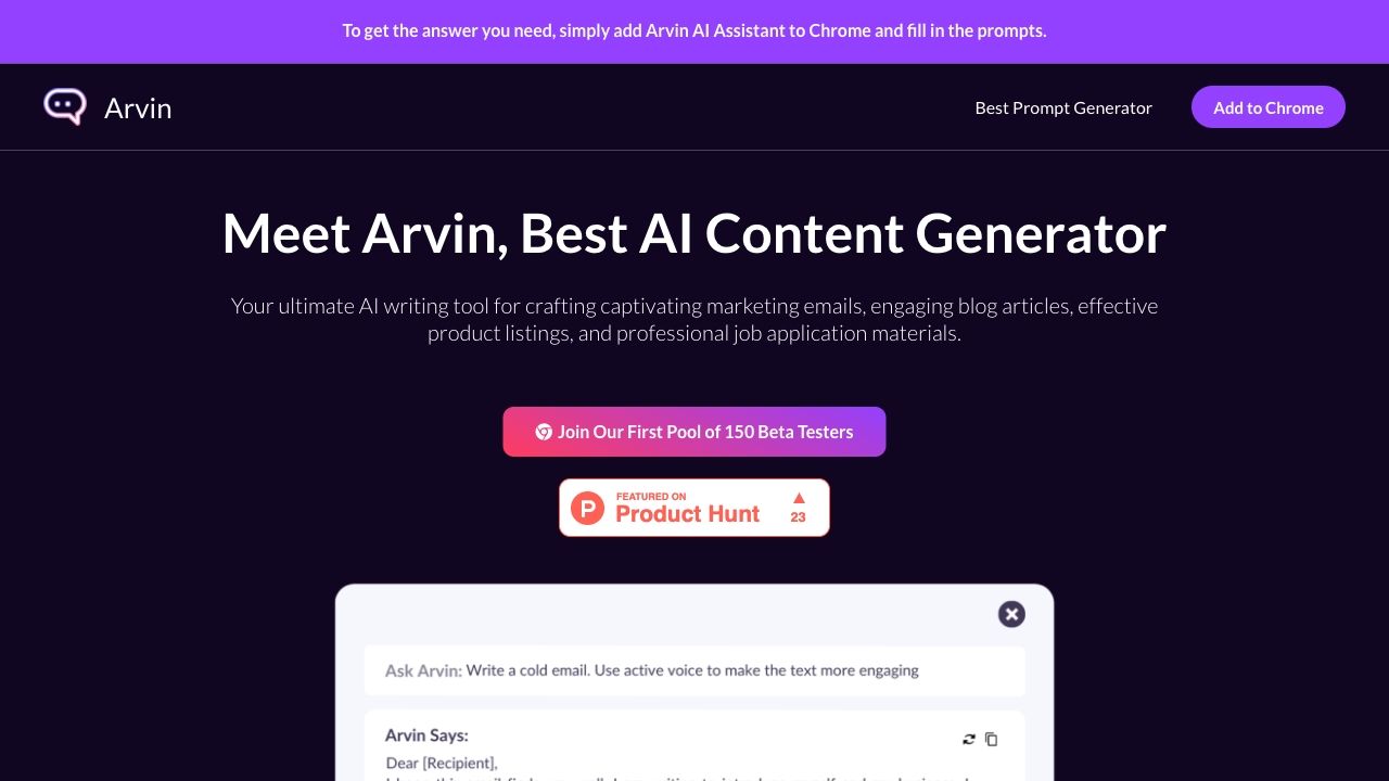 Arvin - Your AI Writing Assistant & Best AI Content Generator image