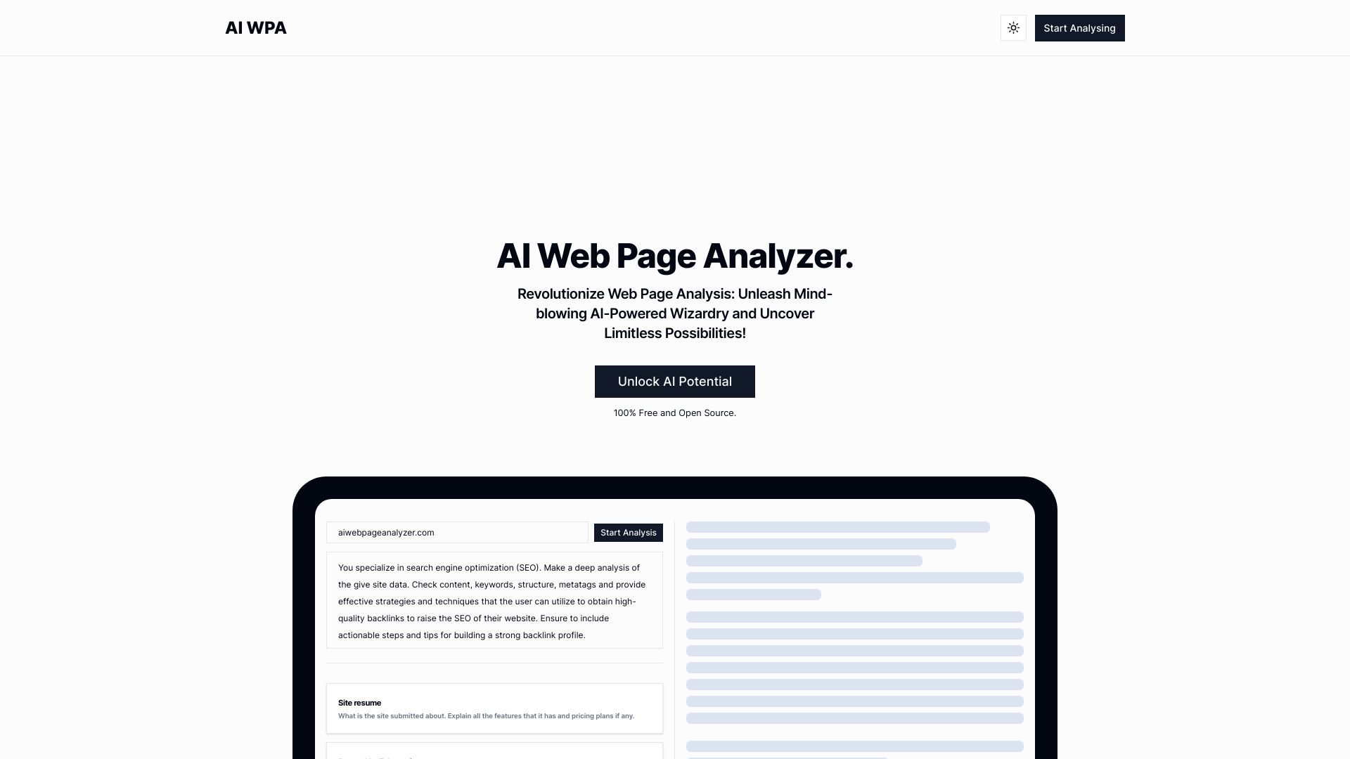 AI Web Page Analyzer (AI WPA) image
