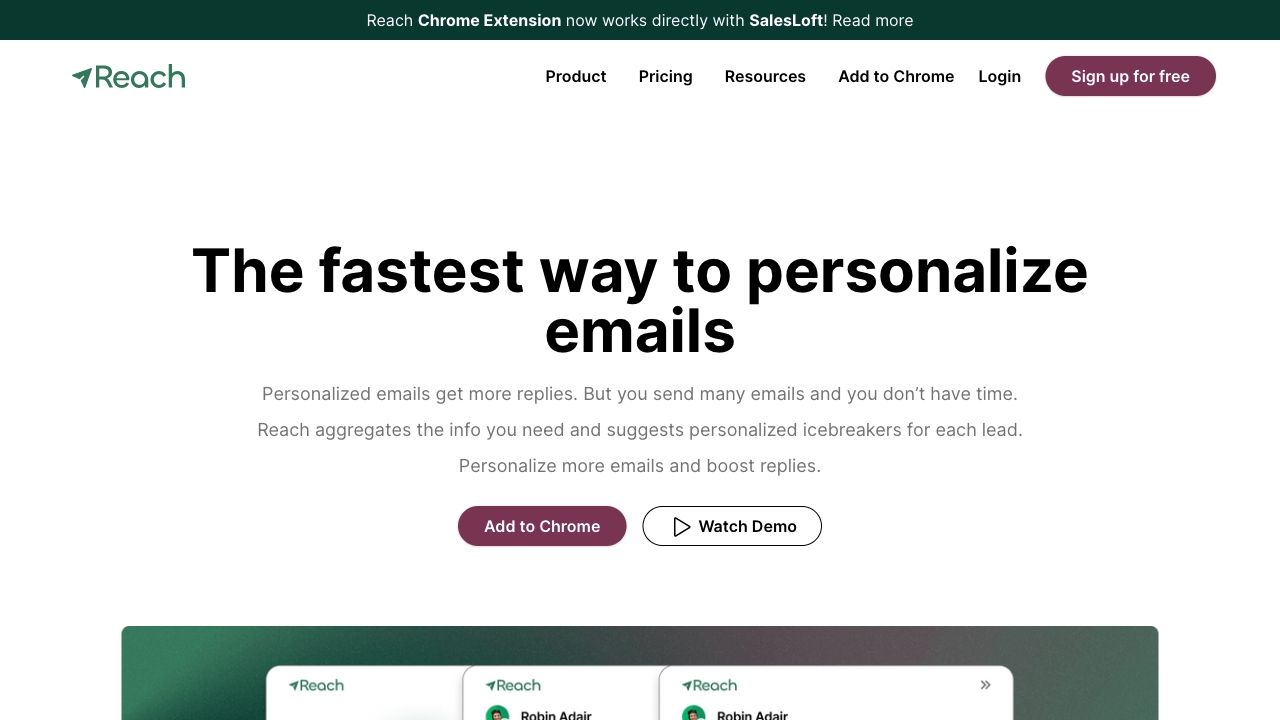 Reach - The fastest way to personalize emails image
