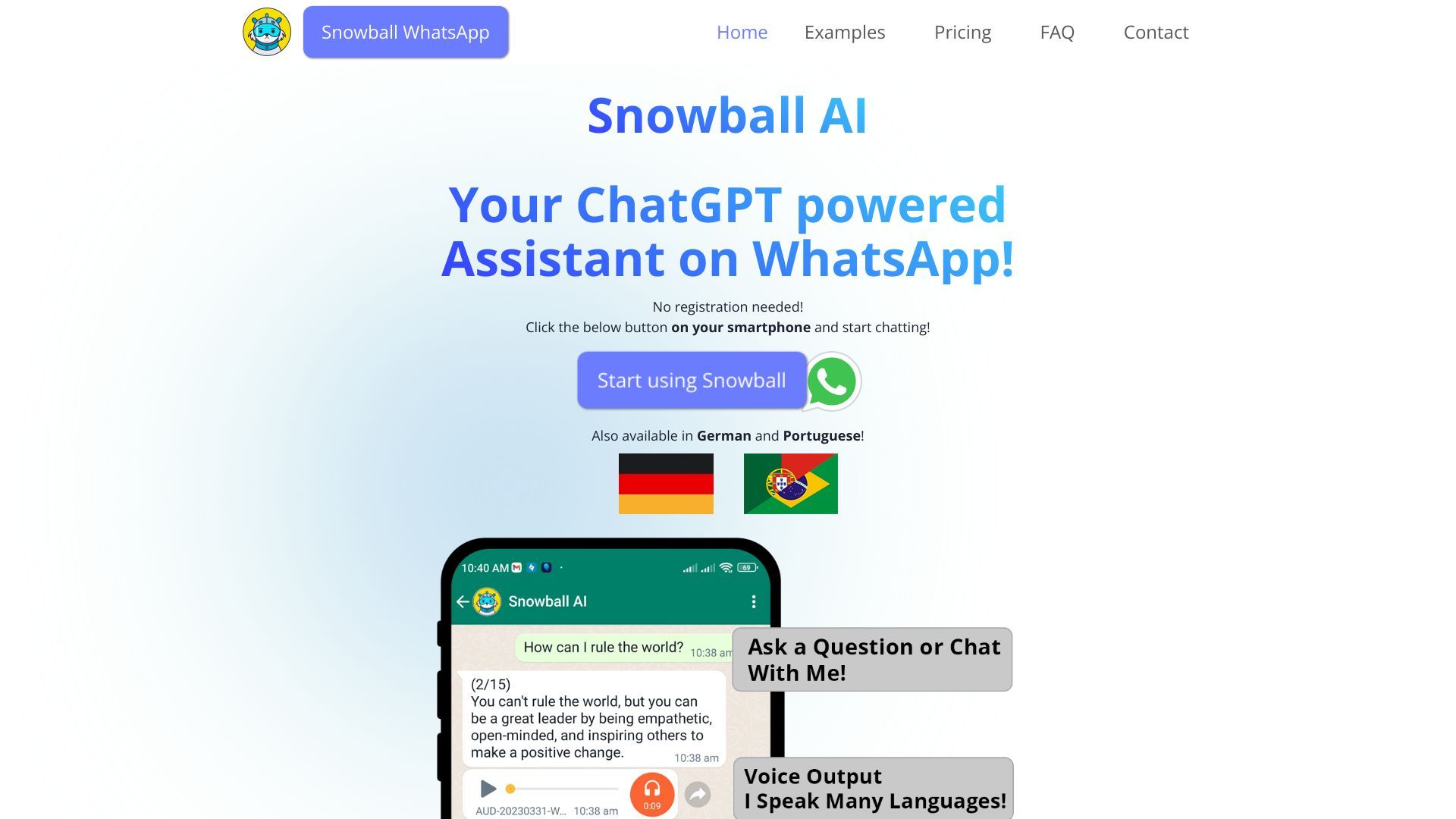 Snowball AI - ChatGPT in WhatsApp image