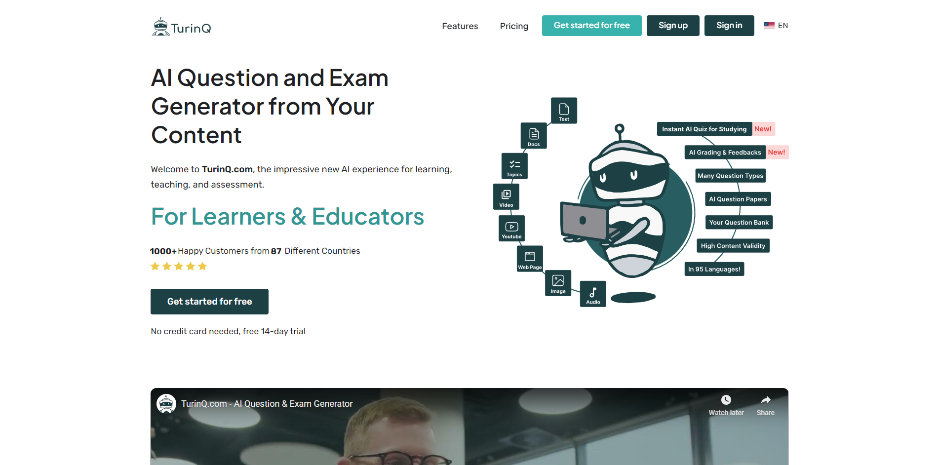 Turinq.com AI Question and Exam Generator image