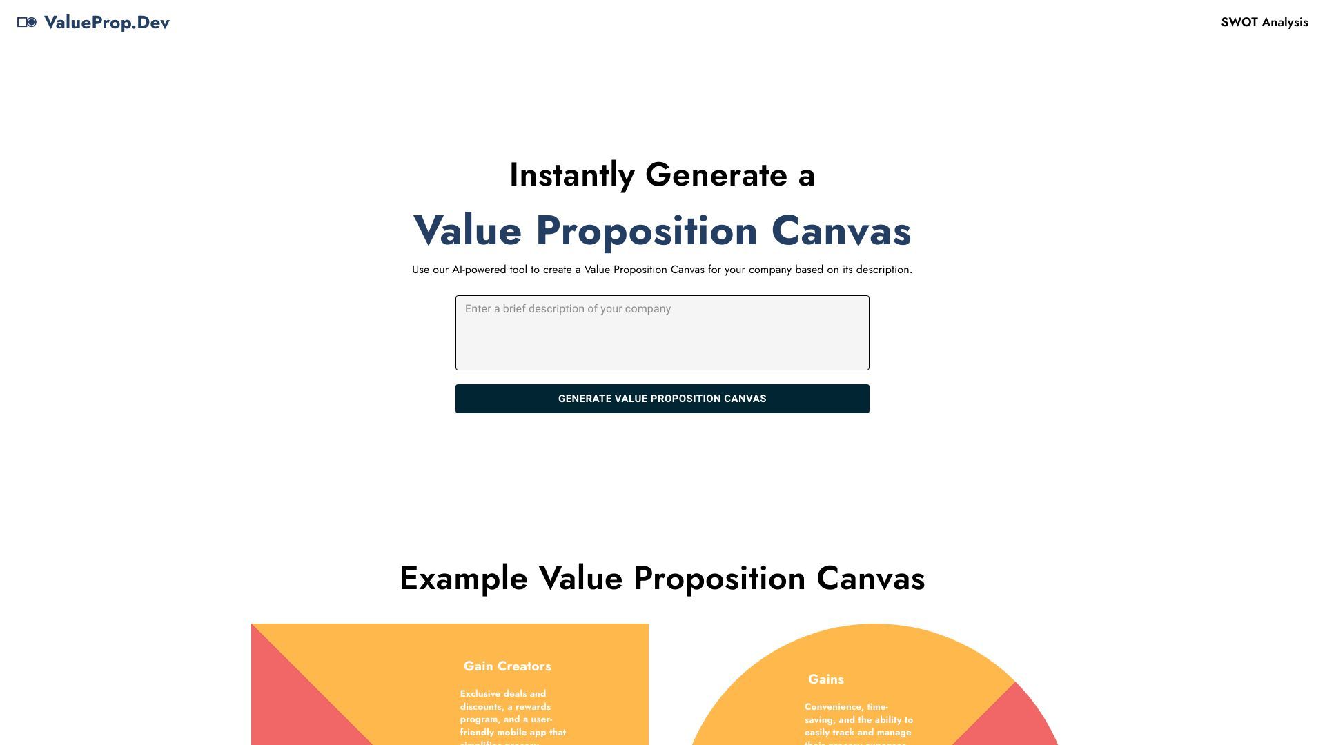 AI Value Proposition Canvas Generator image