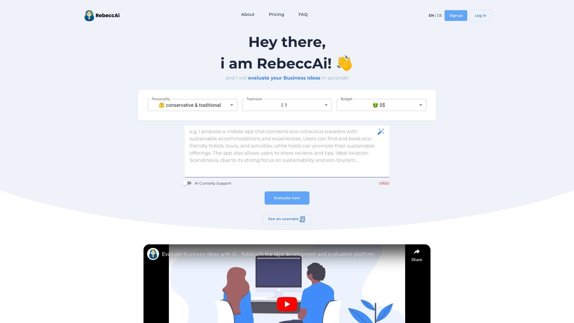 RebeccAi - AI-powered business idea evaluation and validation tool image