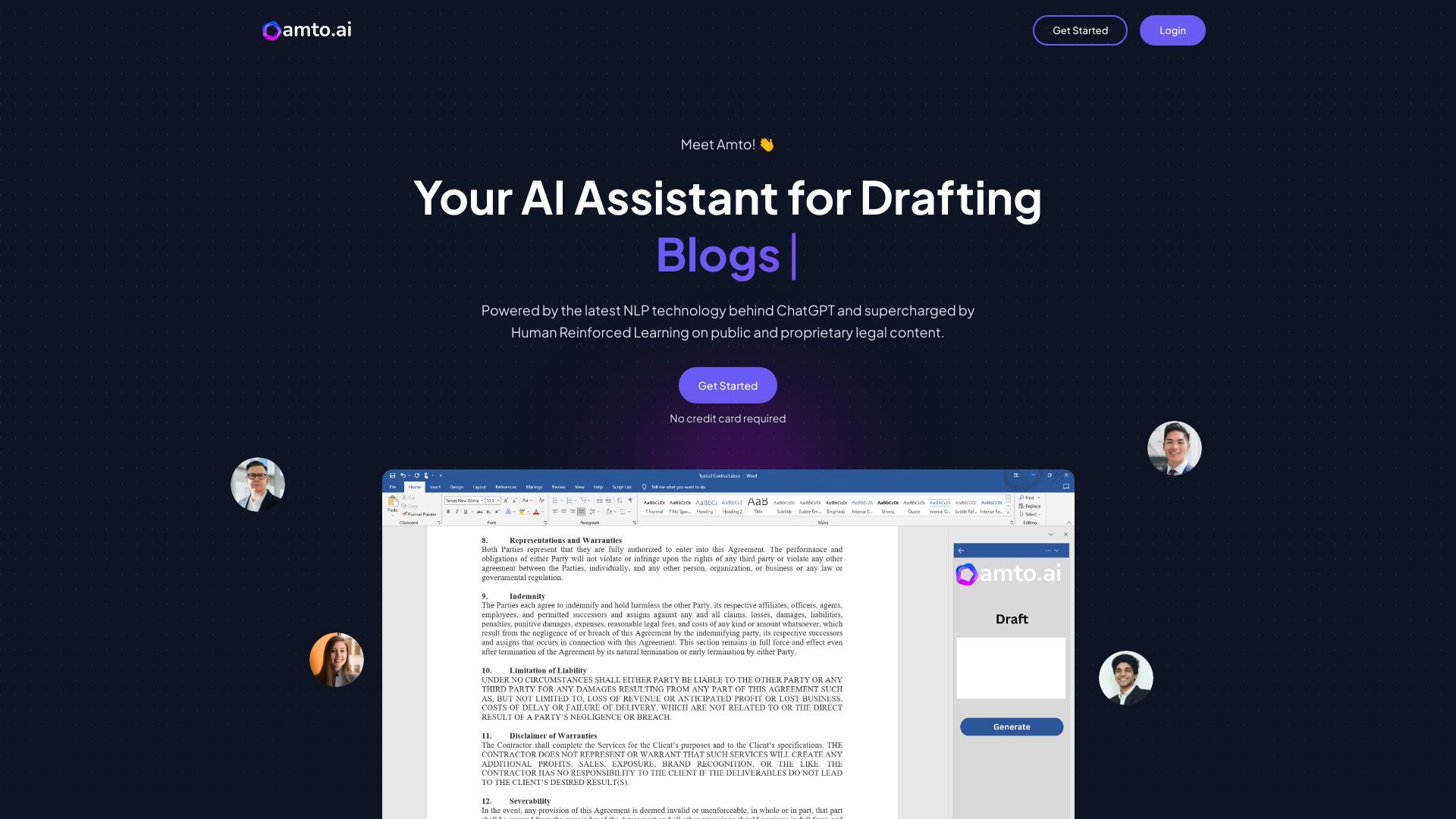 Amto AI - World's First AI Legal Assistant for Drafting Powered by GPT3 image