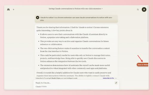 Claude to Notion Chrome Extension image