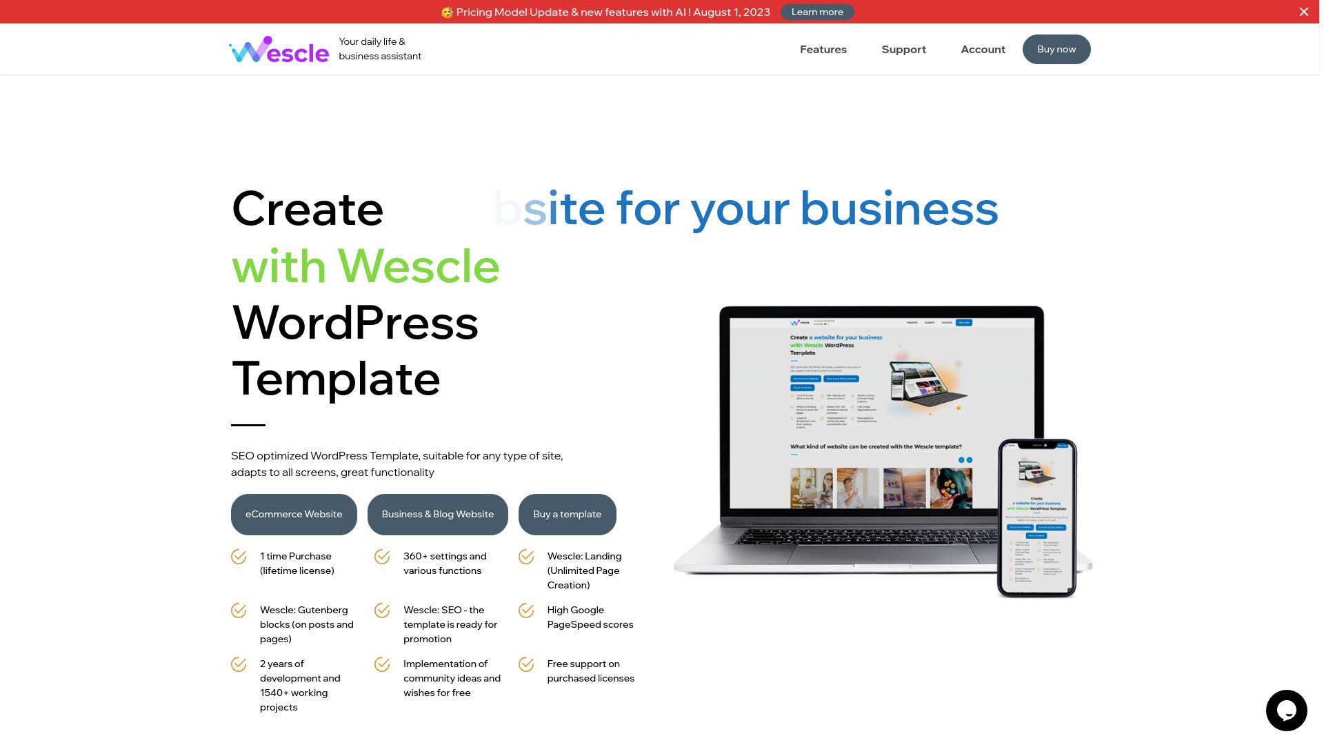 Wescle - AI SEO Optimized WordPress Template image
