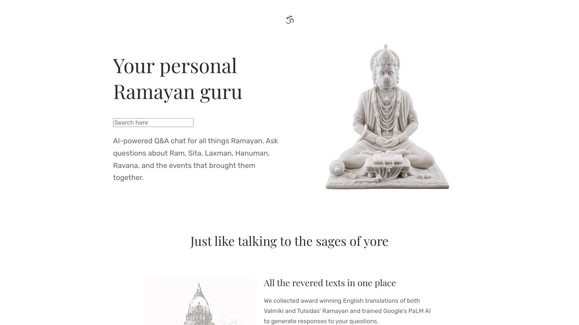 Generative AI chat for the Ramayan's english translation image