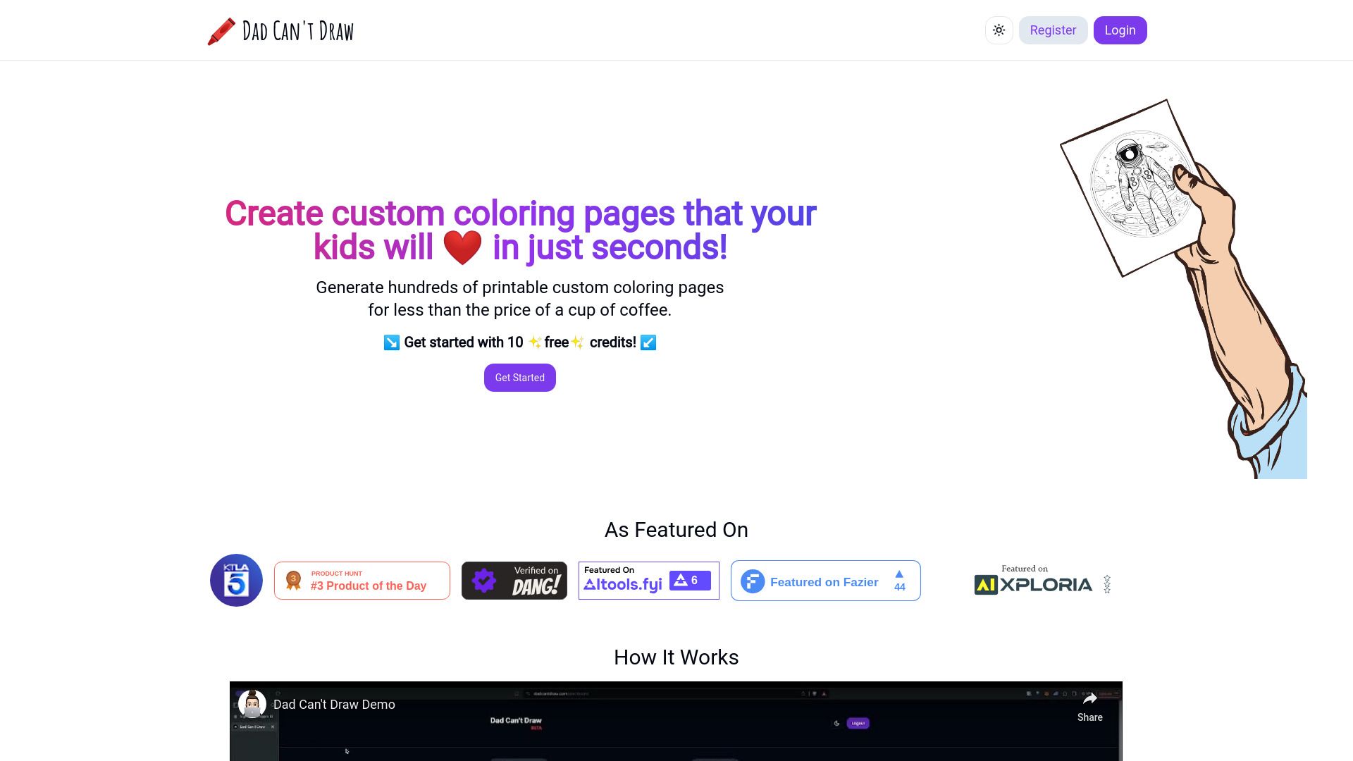 Dad Can't Draw - AI Coloring Pages for Kids image