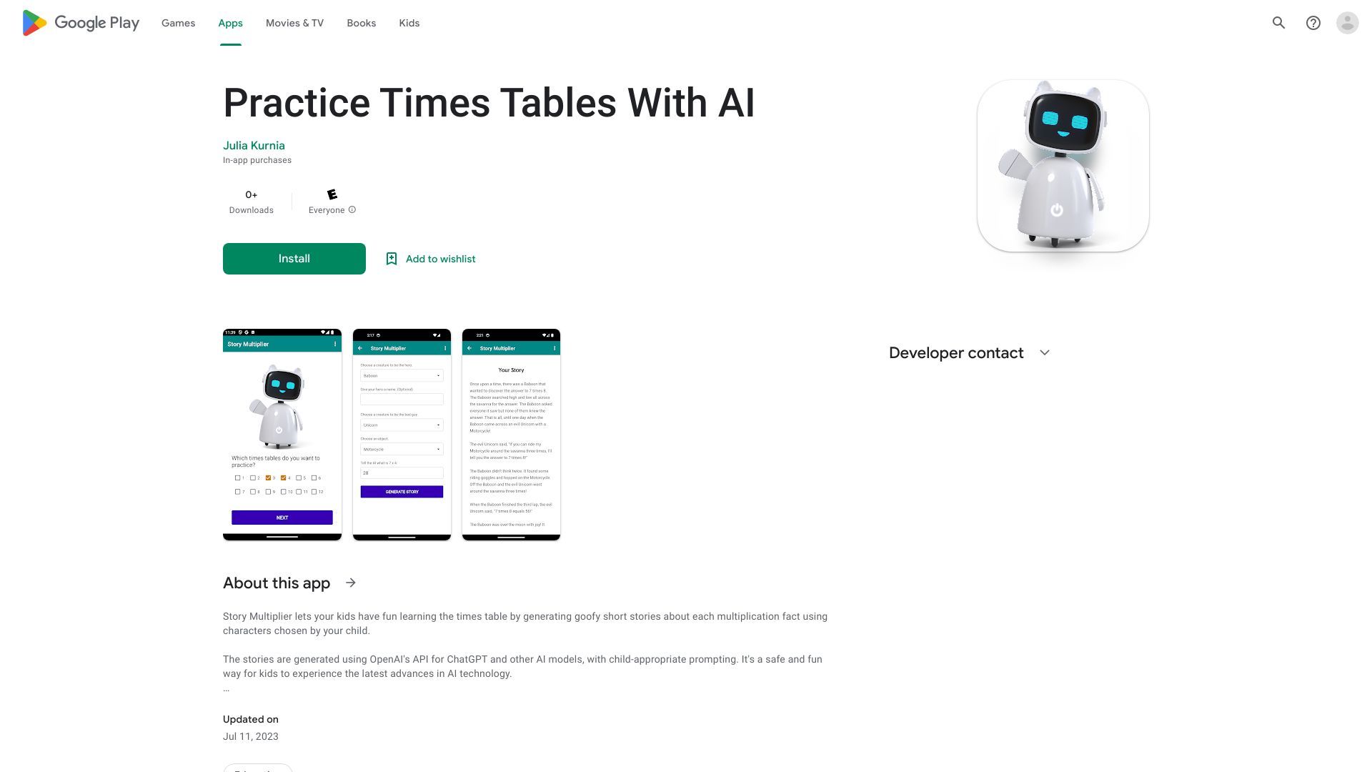 Times Table Story Generator image