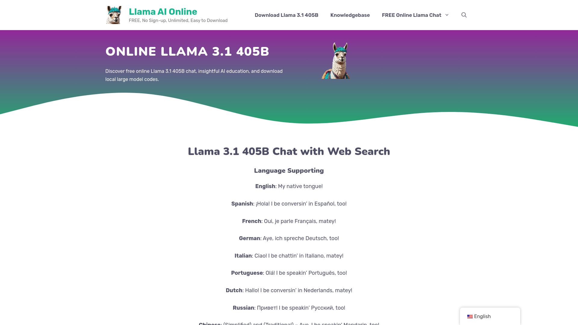 Online Llama 3.1 405B Chat by Meta AI image