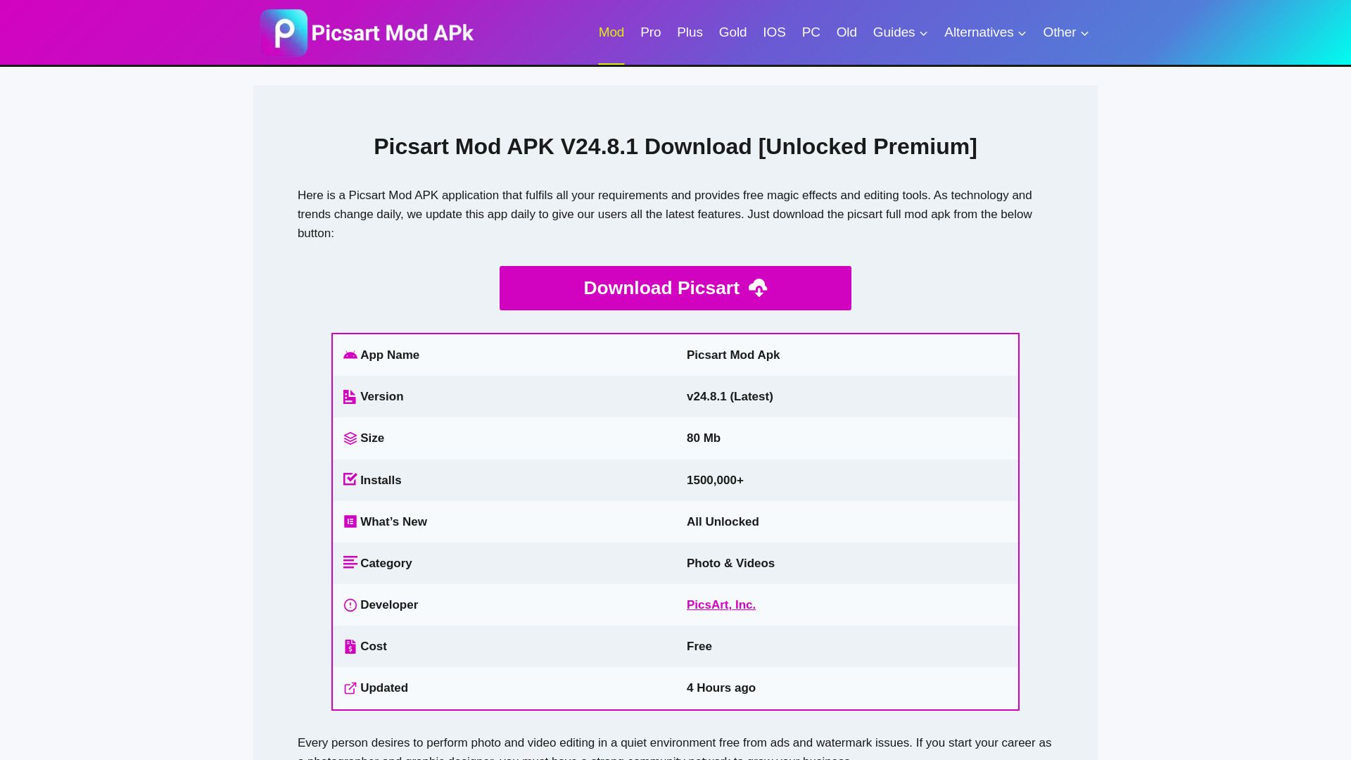 Picsart Mod APK image