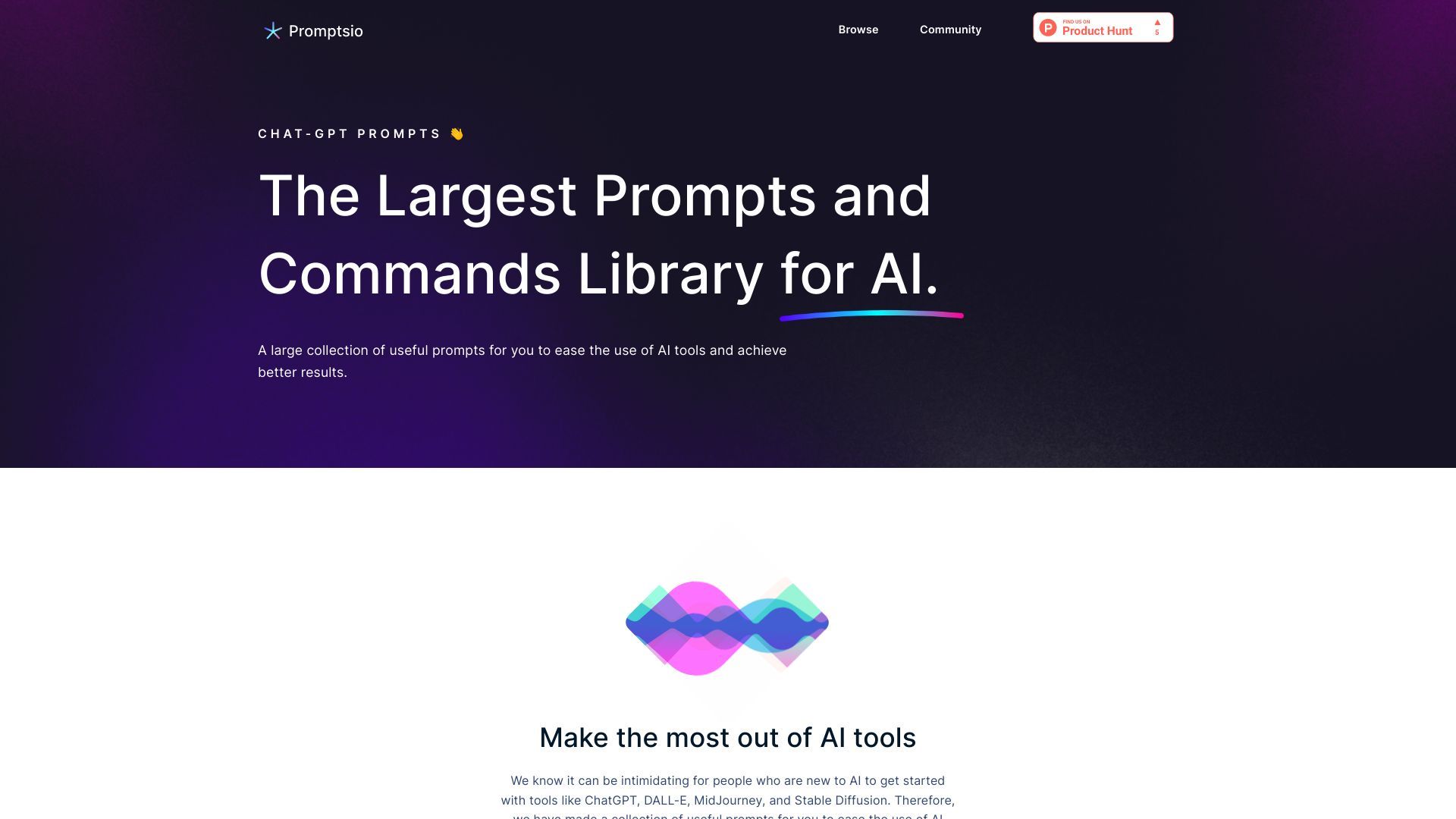 Promptsio - The Largest Prompts and Commands Library for AI. image