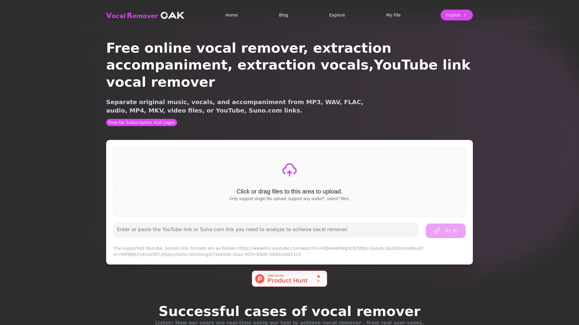 Free Online Vocal Remover image
